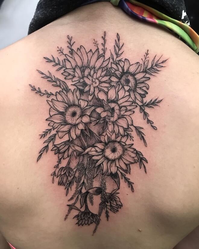 Back Sonflower Tattoo