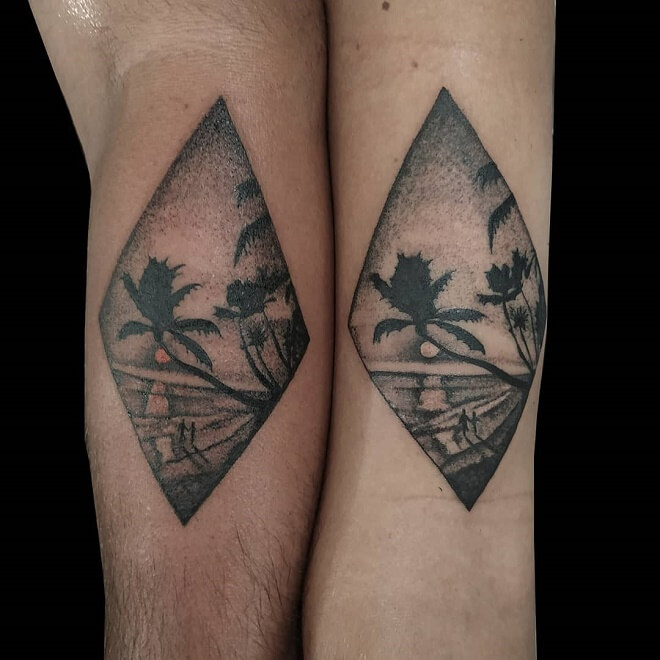 Beach Couple Tattoos