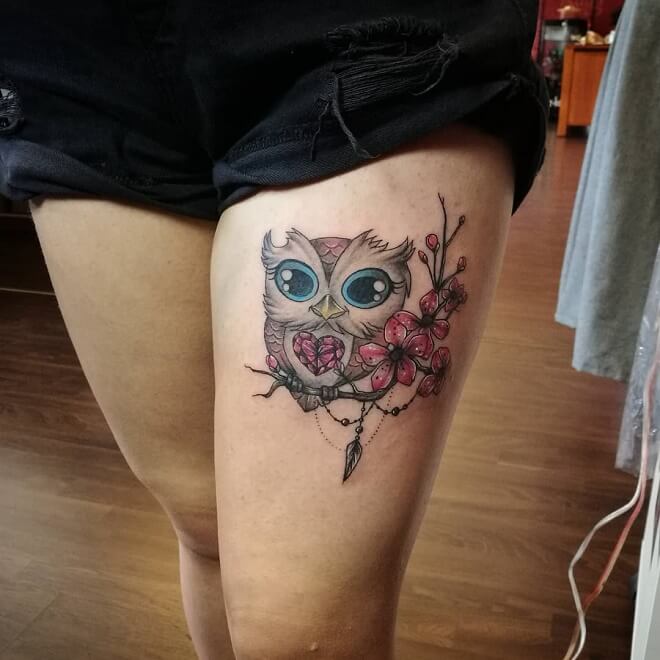 Comic Owl Tattoo