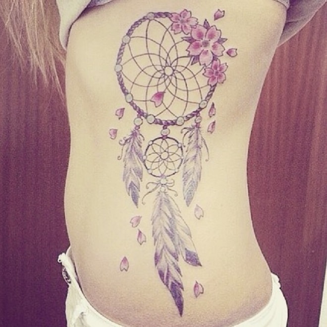 Cute Colorfull dreamcatcher tattoos for Girls