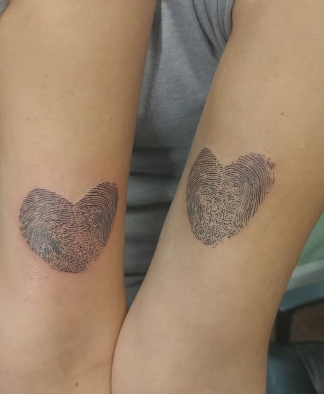 Finger Print Heart Best Friends Tattoo