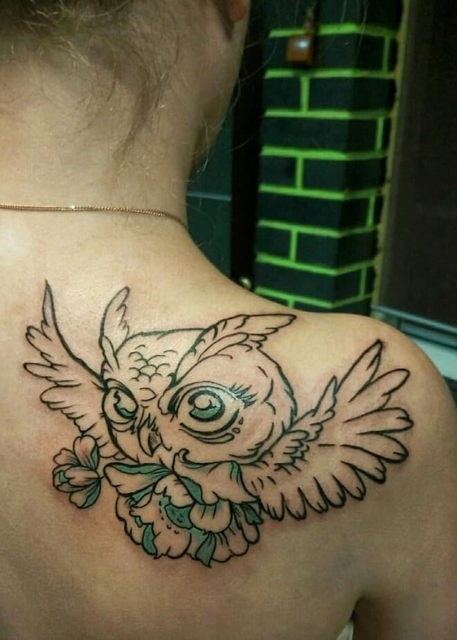 Flower Owl Tattoo