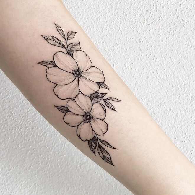 Pointillism Girl Lotus Tattoo