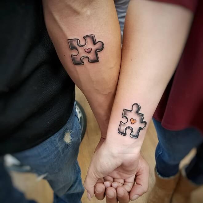 Puzzlepiece Couple Tattoo