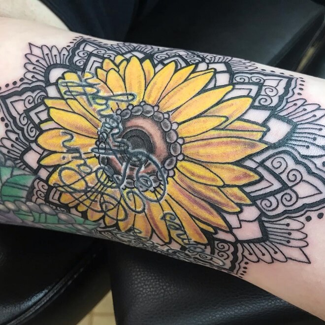 Sunflower Mandala Tattoo
