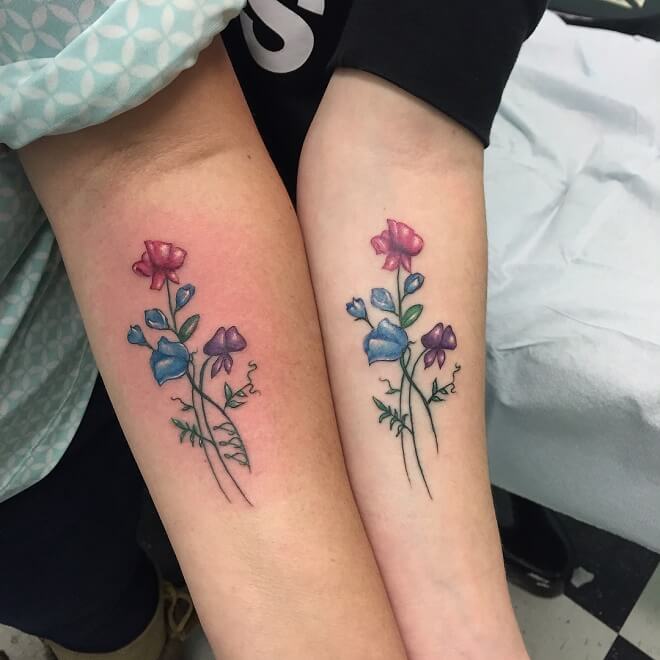 Sweetpea Mother Daughter Tattoo