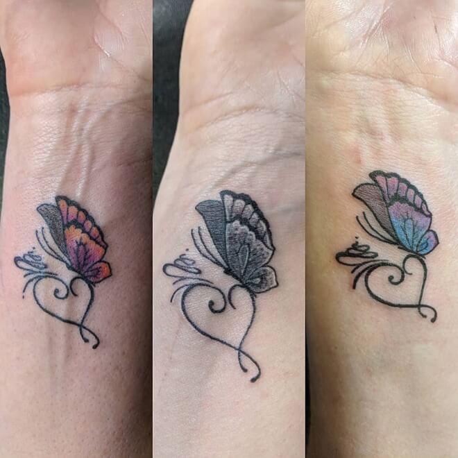 Triple Butterfly Sister Tattoo