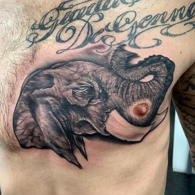 chest elephant tattoo
