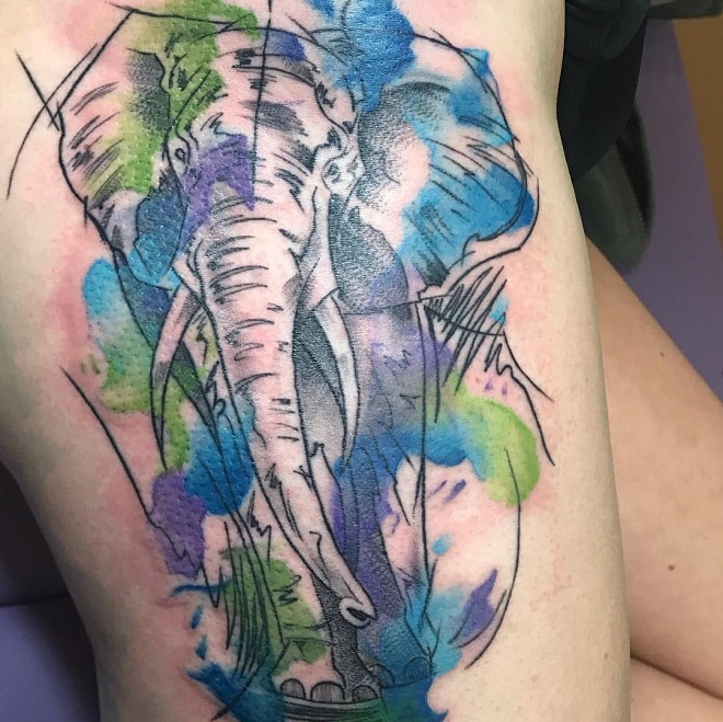 sketch style elephant tattoo