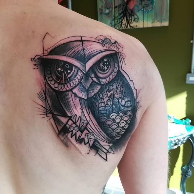 Abstract Owl Tattoo