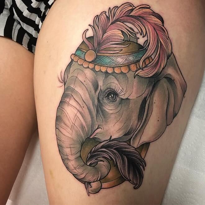 Amazing Elephant Tattoo for Women