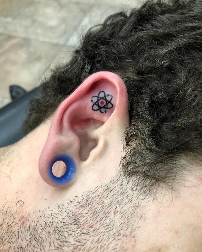 Atom Ear Tattoo