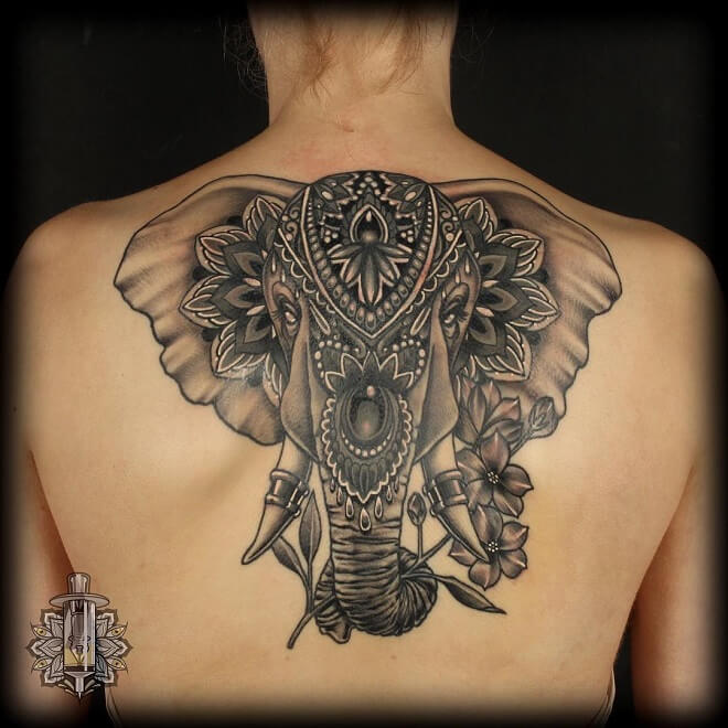 Back Elephant Tattoo for Women