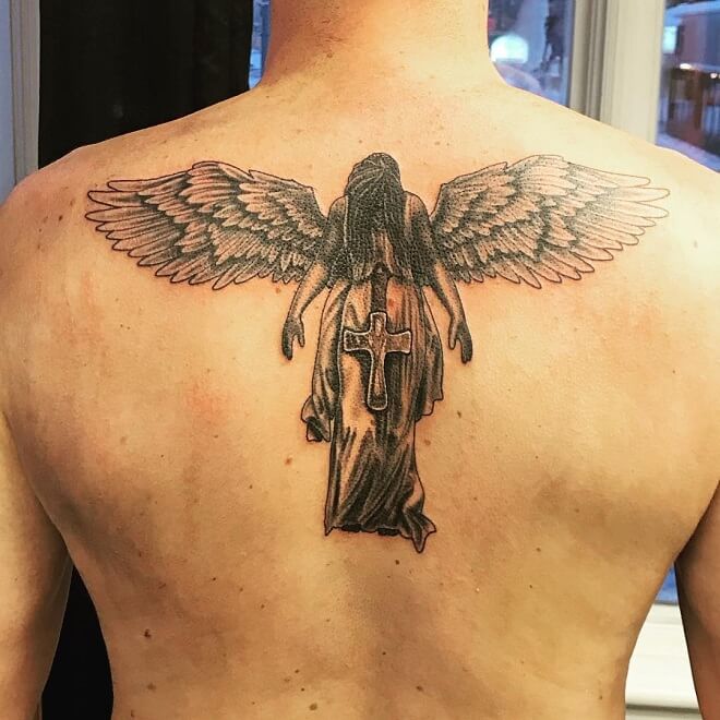 Back Side Angel Wings Tattoo