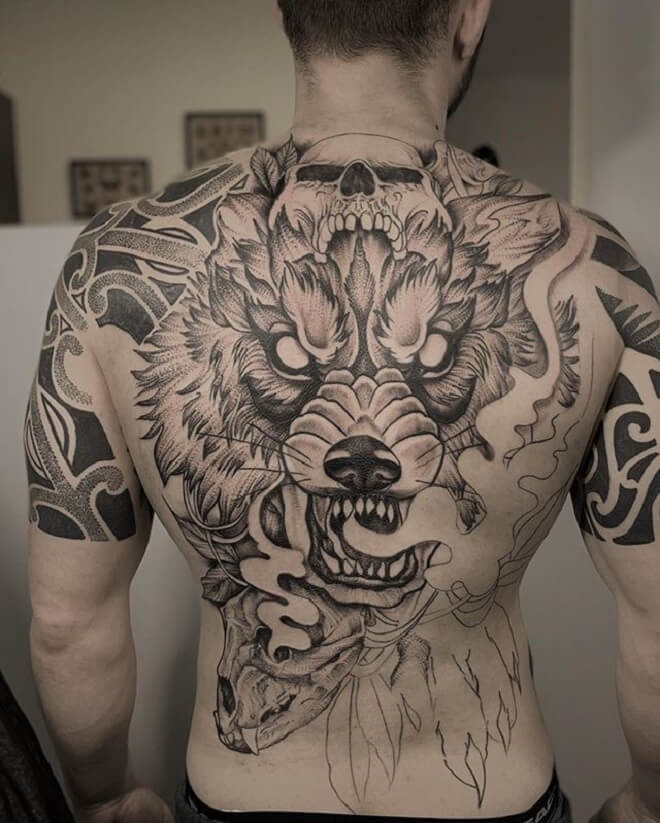 Back Site Wolf Tattoo