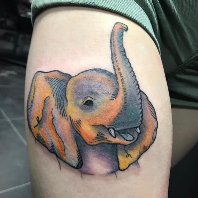 Beautiful Elephant Tattoo for Women