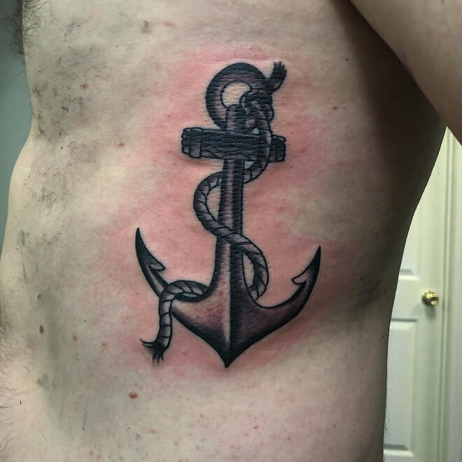 Black And White Anchor Tattoos