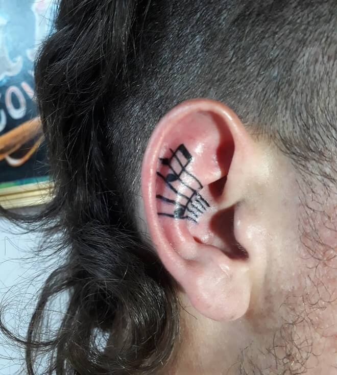 Black Line Ear Tattoo