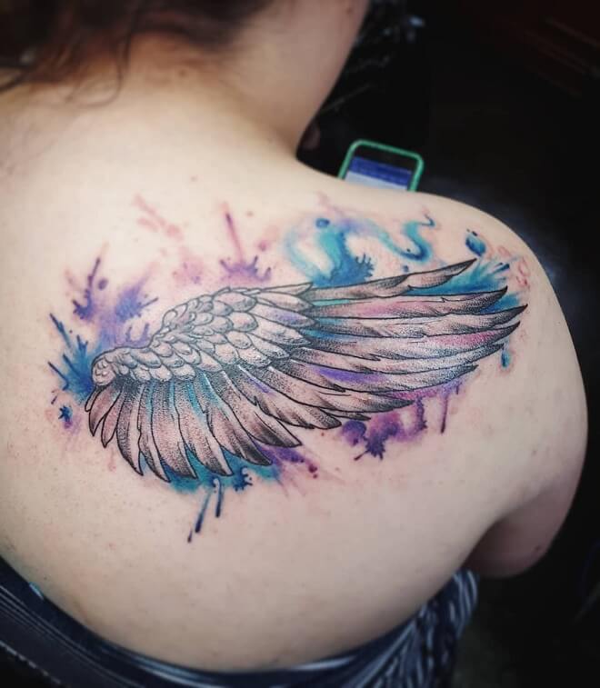 Colorful Angel Wings Tattoo
