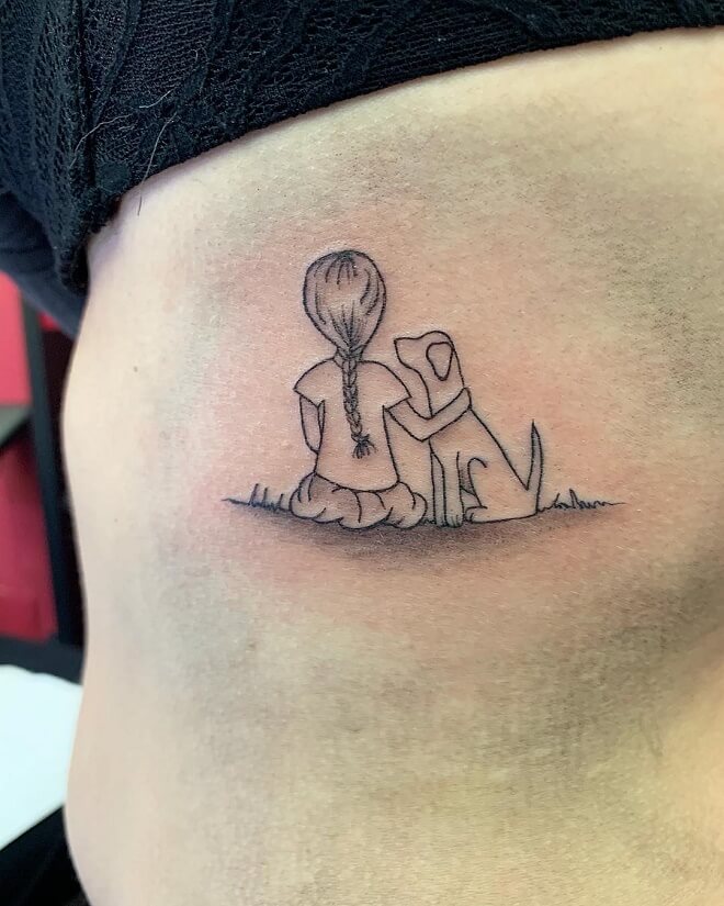 Dog and Girl Friendship Tattoo