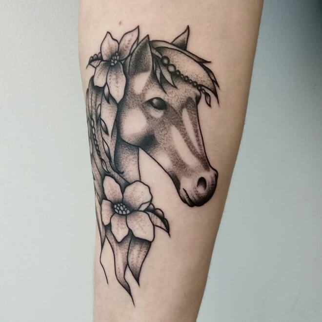 Dot Work Horse Tattoo