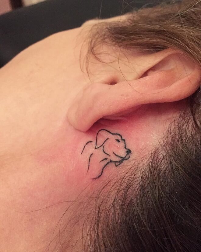 Fine Line Ear Tattoo
