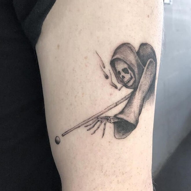 Fine Line Grim Reaper Tattoo