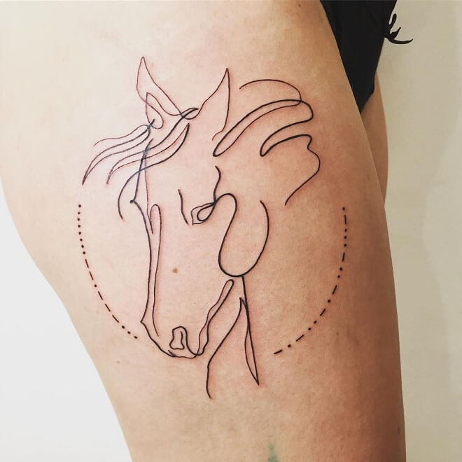 Fine Line Horse Tattoo