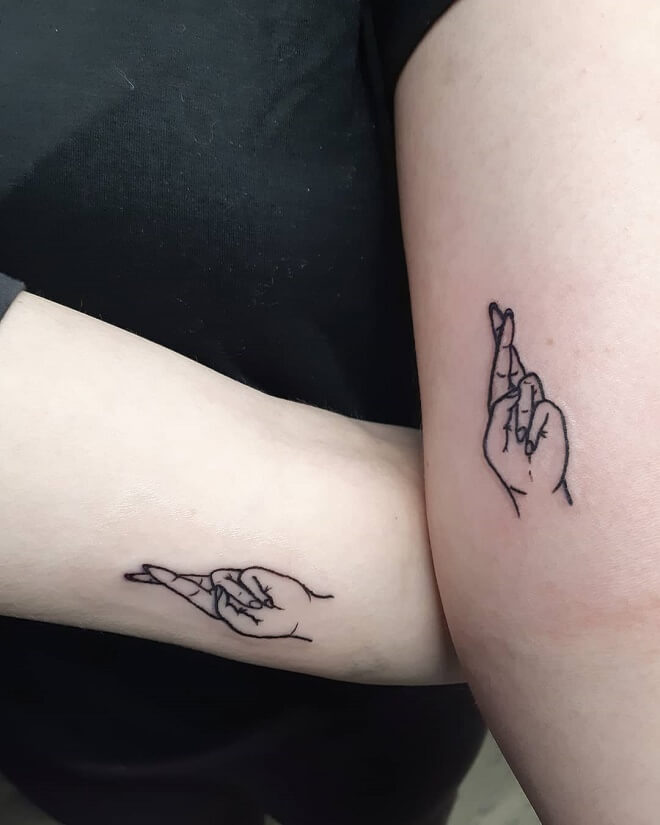 Fingers Crossed Matching Tattoo