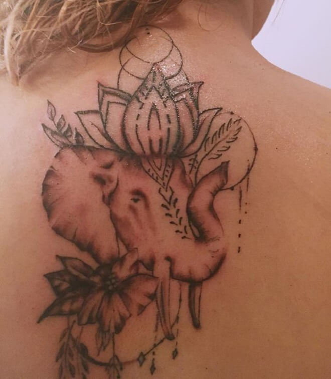 Flower Elephant Tattoo
