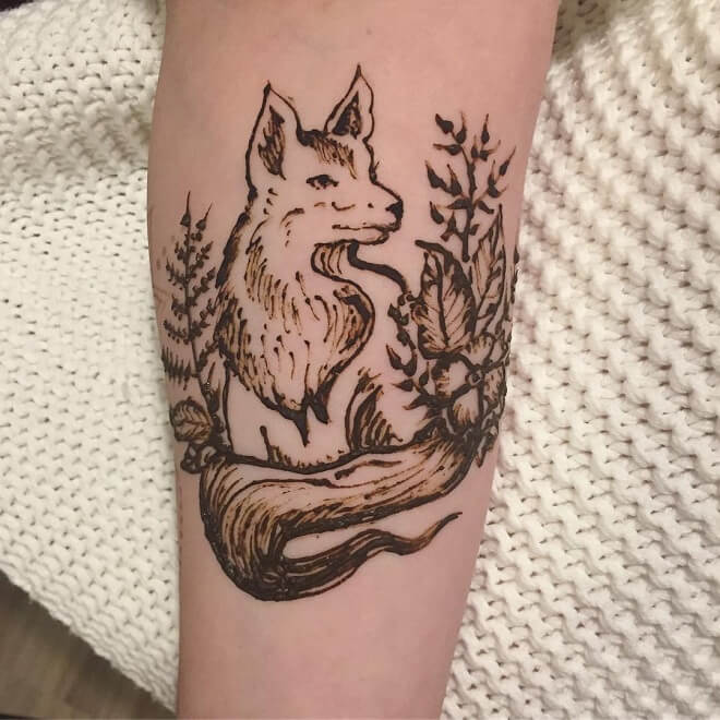 Fox Cool Henna Tattoo