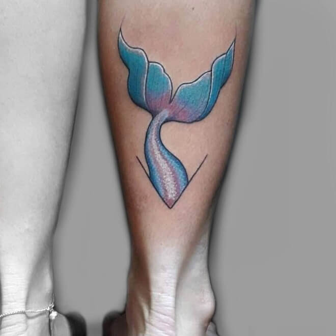 Free Hand Mermaid Tattoo