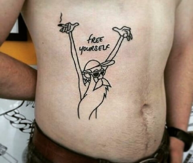 Free Your Self Stomach Tattoo