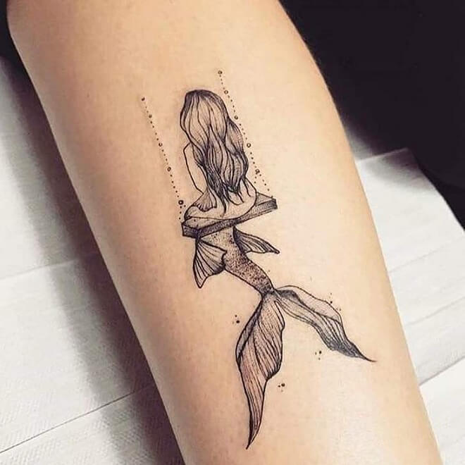 Geometric Mermaid Tattoo