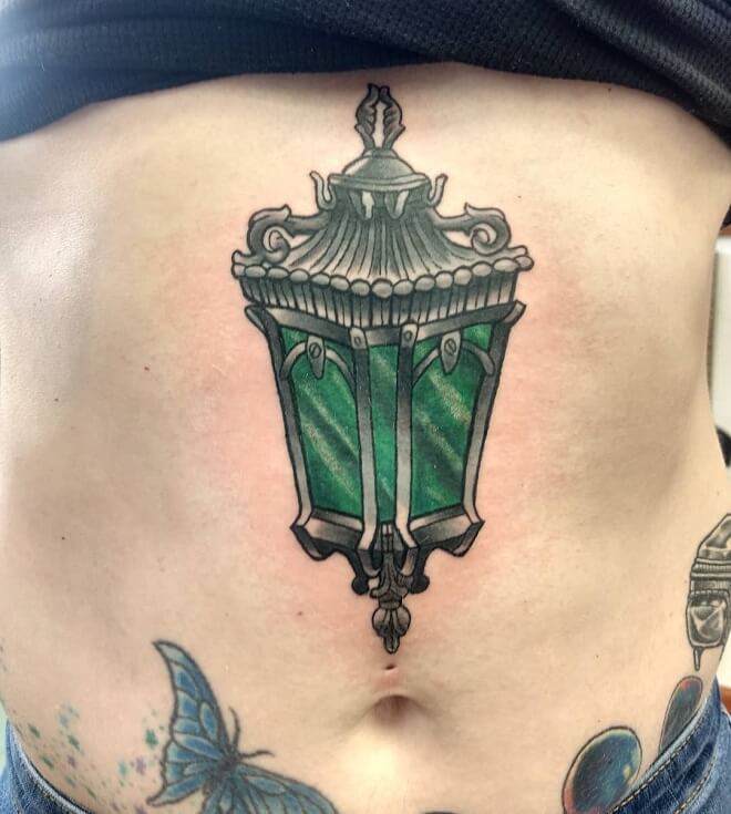 Green Stomach Tattoo