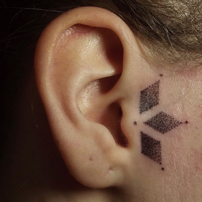 Grey Wash Ear Tattoos