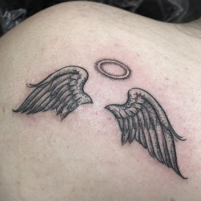 Halo Angel Wings Tattoo