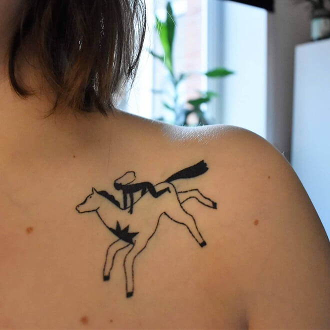Hand Poke Horse Tattoo
