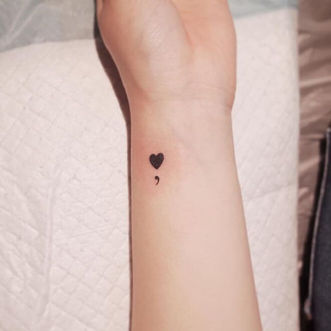 Heart Semicolon Tattoos