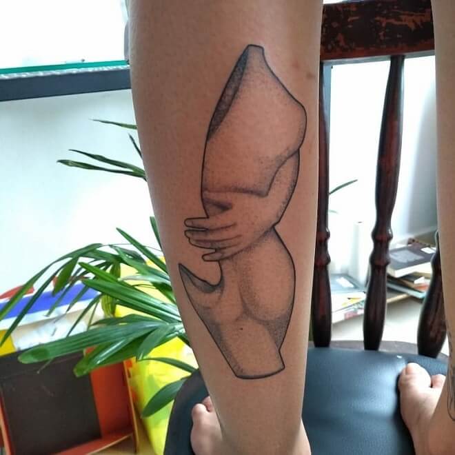Inked Leg Chest Tattoo