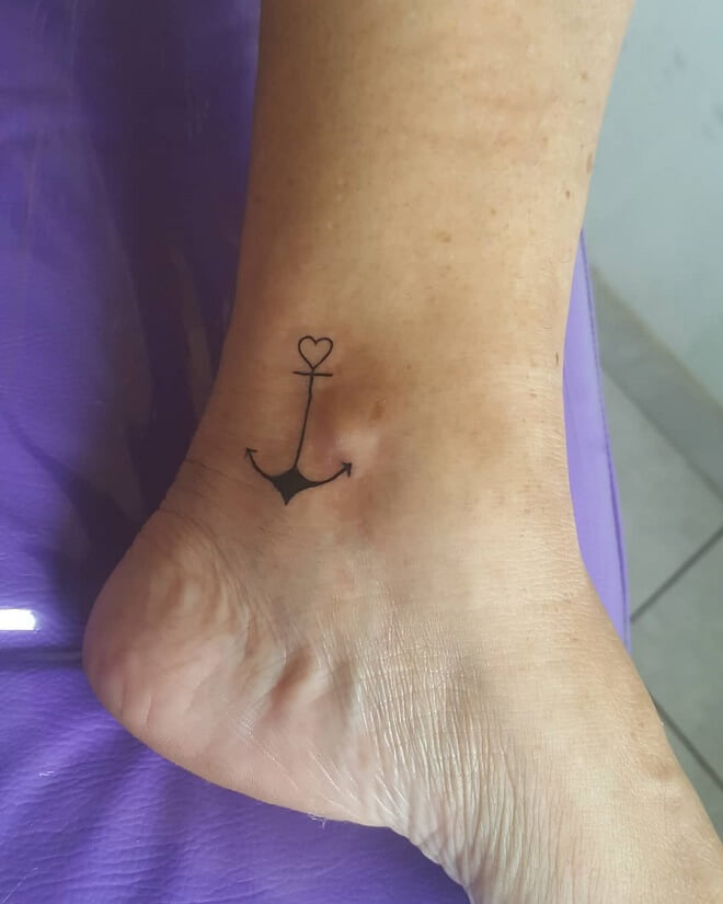 Leg Anchor Tattoo for men