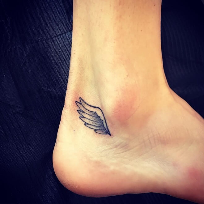 Leg Angel Wings Tattoo