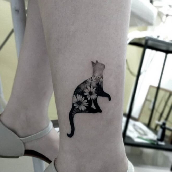 Leg Cat Tattoo