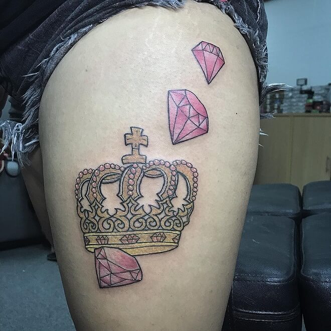 Leg Crown Tattoo