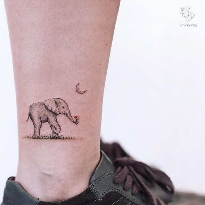 Leg Elephant Tattoo for Women