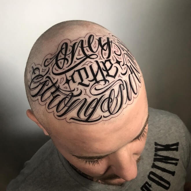 Lettering Head Tattoo
