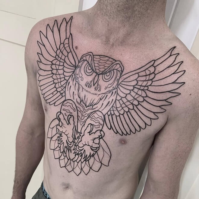 LineWork Owl Tattoo