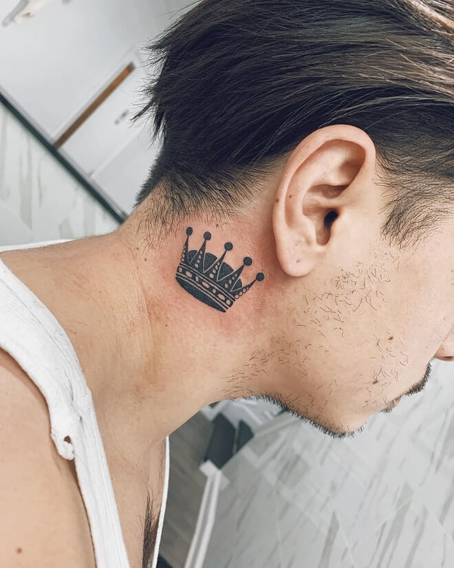 Neck Crown Tattoo