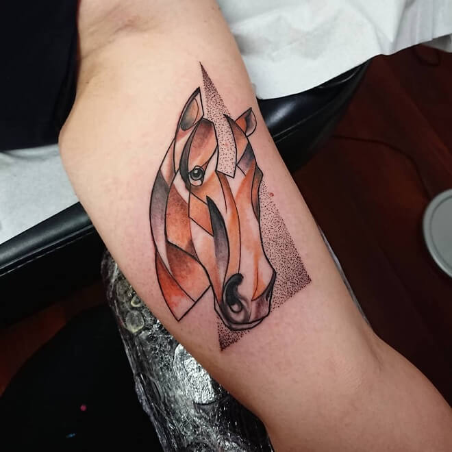 Orange Color Horse Tattoo