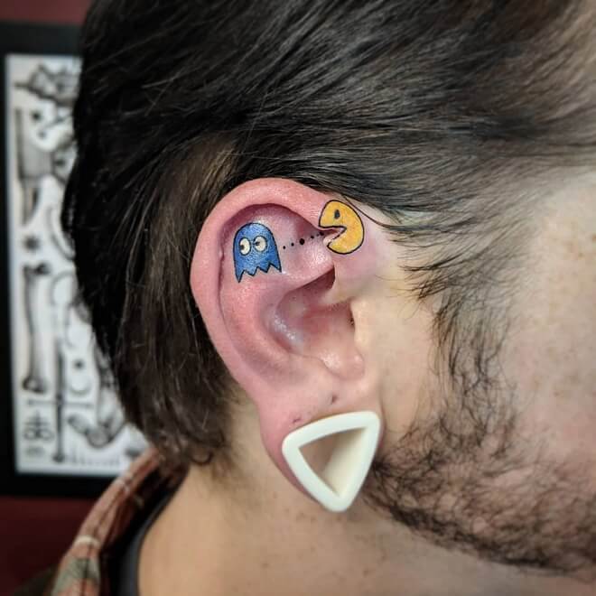 Pacman Ear Tattoo